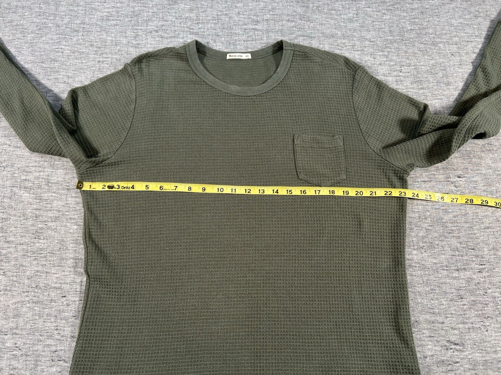 Marine Layer Waffle Thermal Shirt Mens Medium Large Green Long Sleeve Crewneck gallery