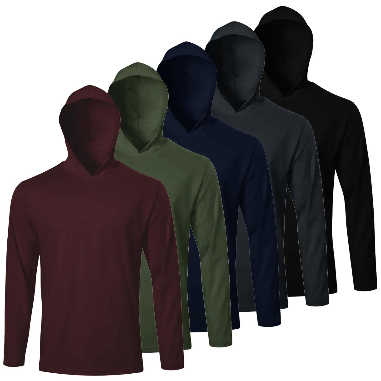 5 Pack Men's Hooded UPF 50+ Sun Protection T Shirts Breathable Long Sleeve At... gallery