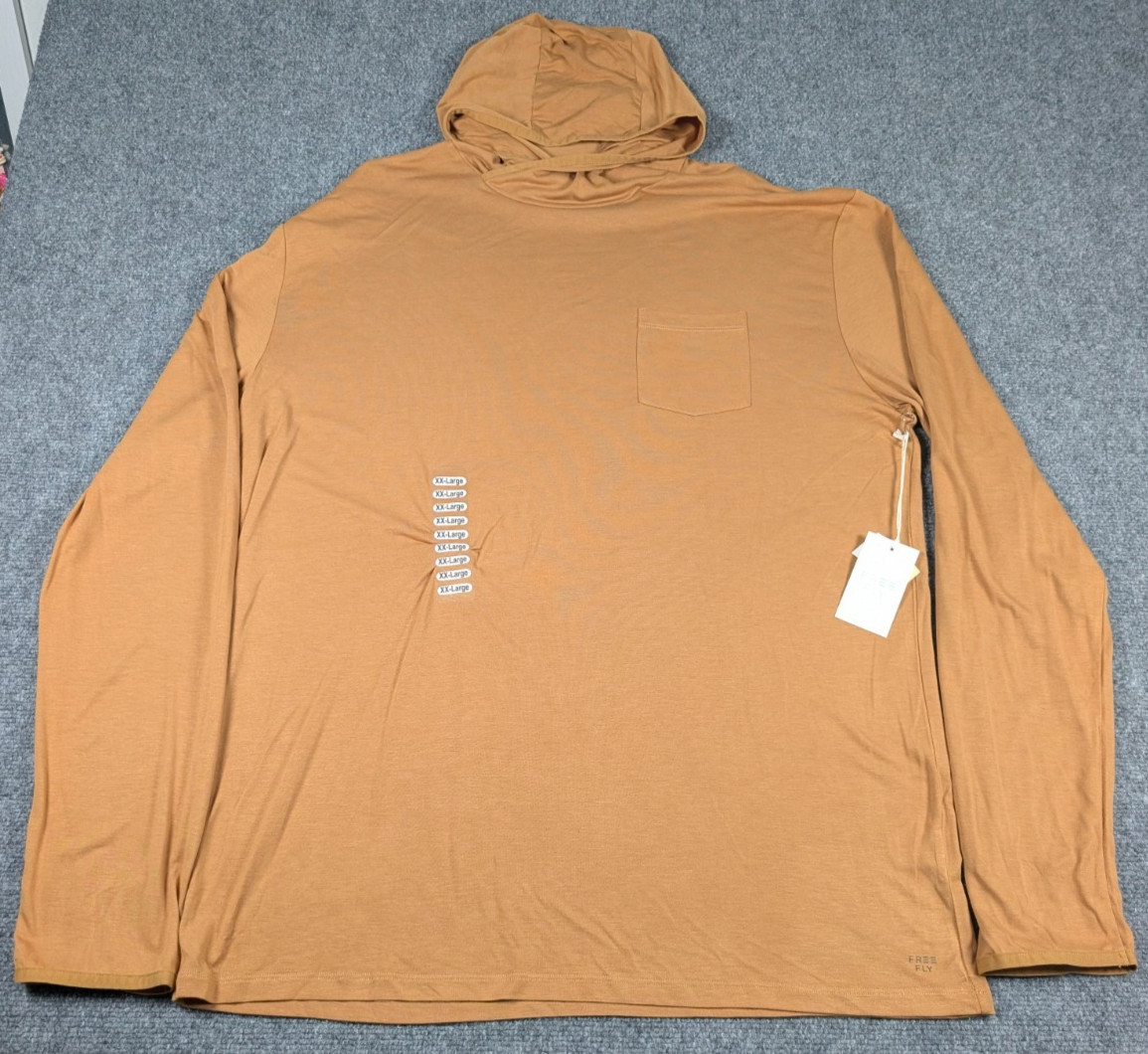 Free Fly Bamboo Lighweight Hoodie Mens 2XL Ochre Brown Sun UPF 30+ NWT gallery
