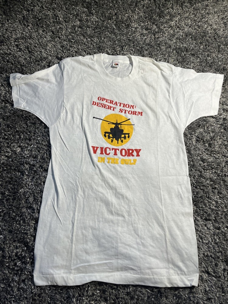 Vtg 90s Operation Desert Storm Victory In The Gulf L Shirt Single Stitch USA NOS