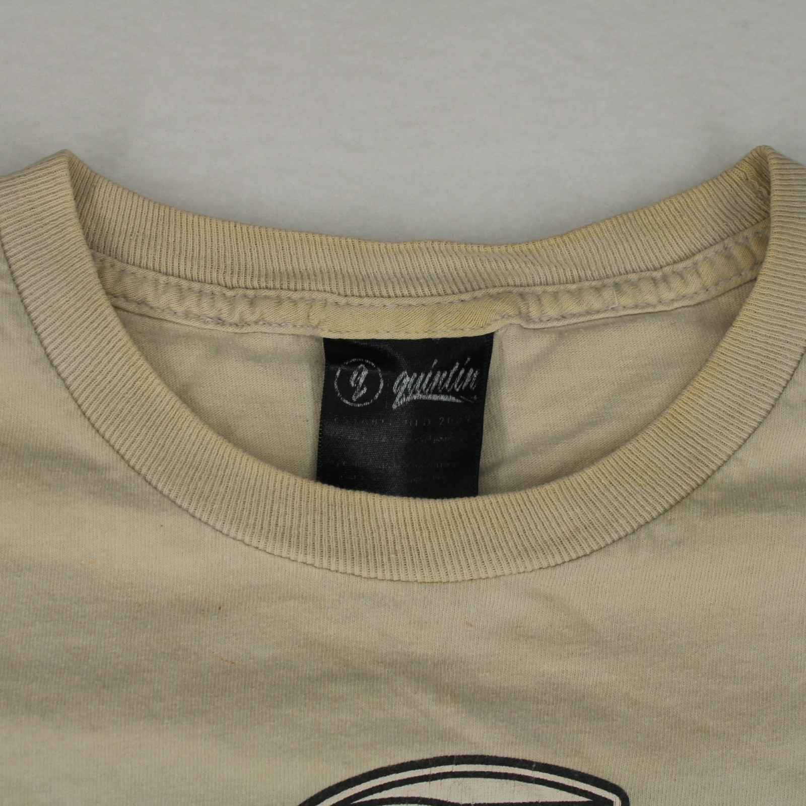 QUINTIN CO Los Angeles DERAIL THE RAIL Beige Graphic T-SHIRT Men's L gallery