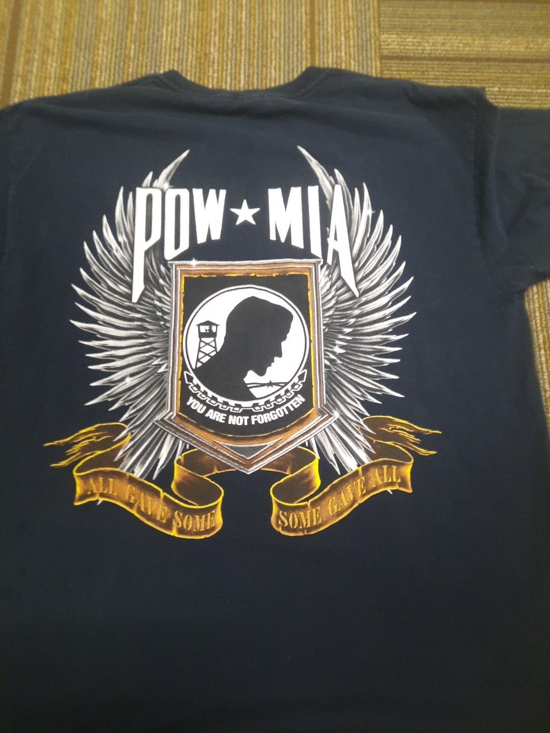 POW MIA T-Shirt Size L Vintage 90’s Dark Blue-see Description gallery