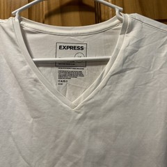 EXPRESS V-Neck Tee Solid WHITE T-Shirt, Pima Cotton/spandex size L