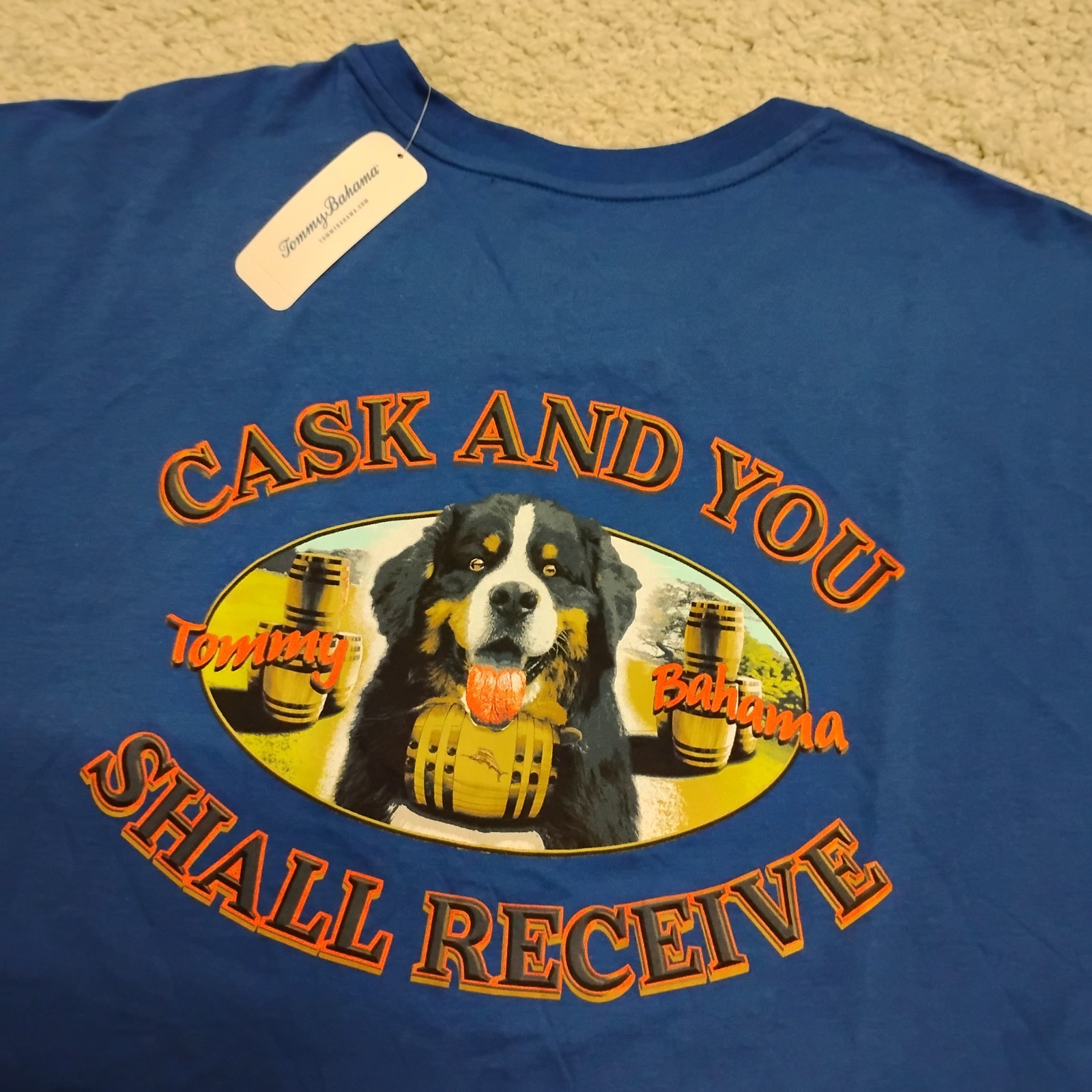 Tommy Bahama Shirt Mens 3XLT Tall Blue Cask Dog Beach Casual Tee Fishing Outdoor gallery