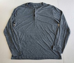 7 Diamonds Core Henley Performance Shirt Mens XL Gray Snap Stretch Long Sleeve