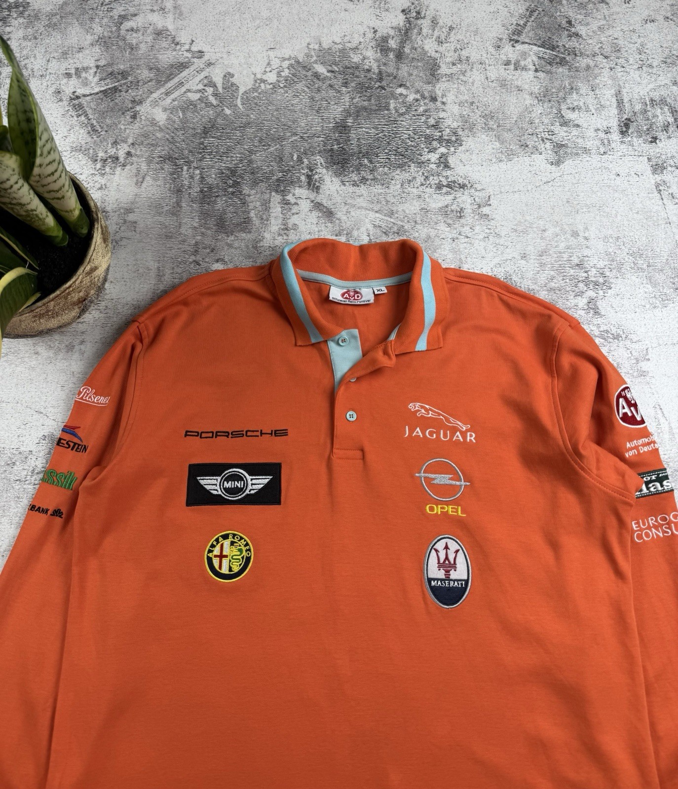 AVD Porsche Jaguar Maserati 2009 XL Grand Prix Racing T Shirt Long Sleeve Orange gallery