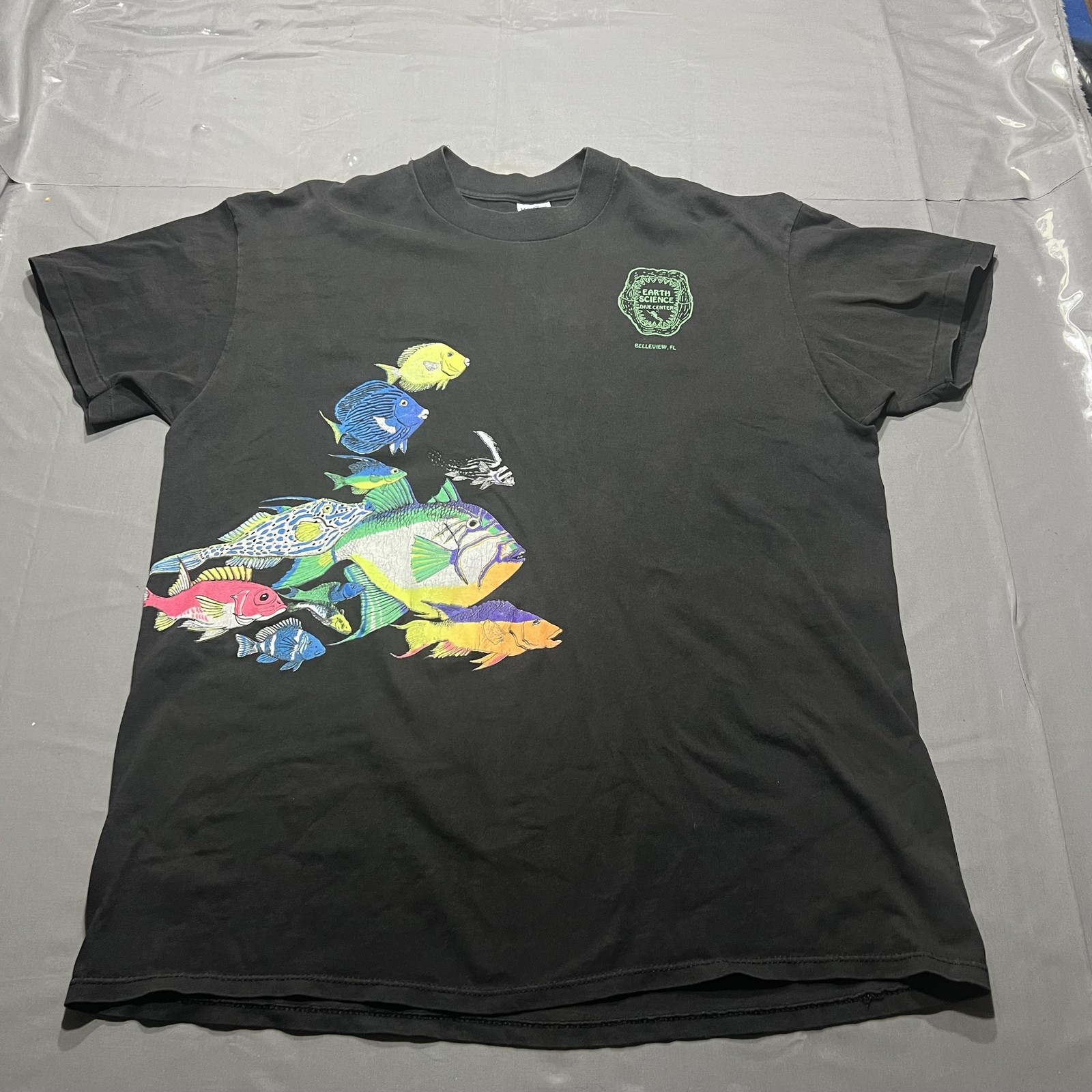 Velva Sheen Shirt Mens XL Black Earth Science Dive Center Ocean Fish Graphic Tee gallery