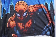 Marvel Spiderman Shirt Mens Medium Blue All Over Print Front and Back Wrap