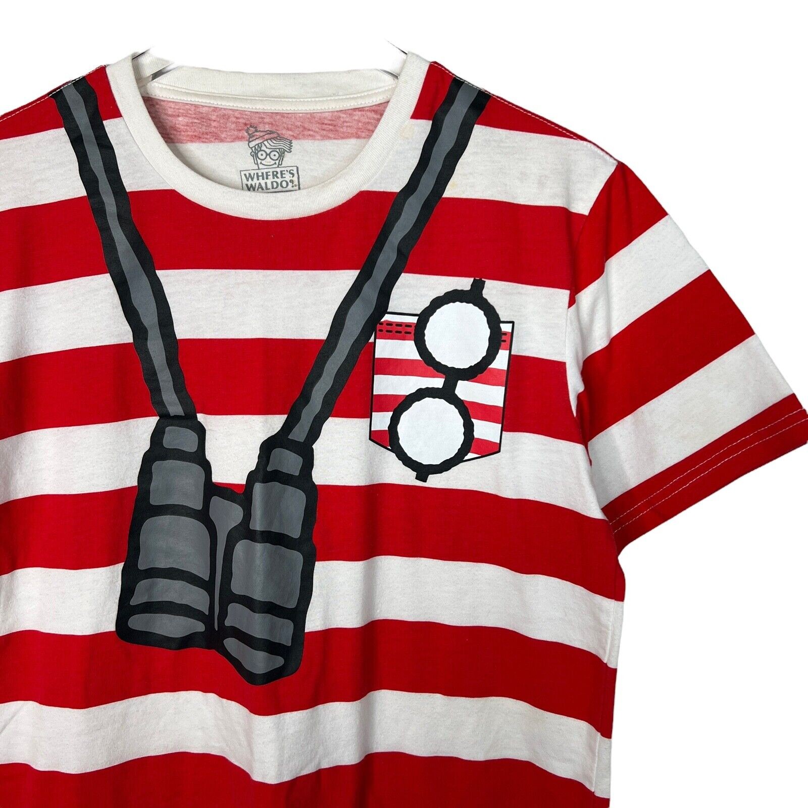 Where's Waldo Cosplay Costume Striped Tee T-Shirt Red White Adult Small gallery