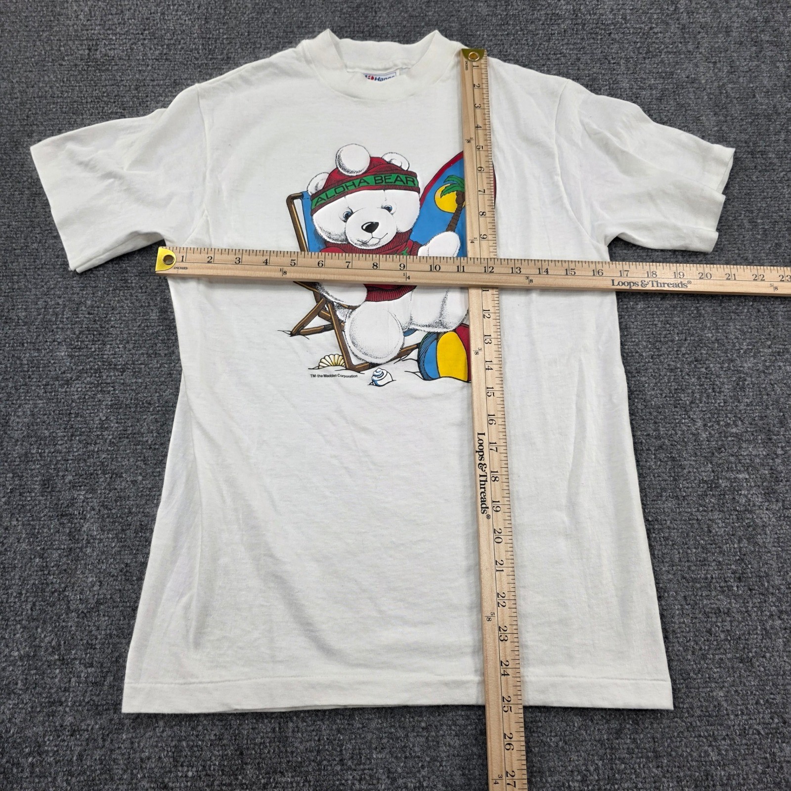 Small Hanes Vintage Beefy- Aloha Bear White Made in USA Hawaii T-Shirt gallery