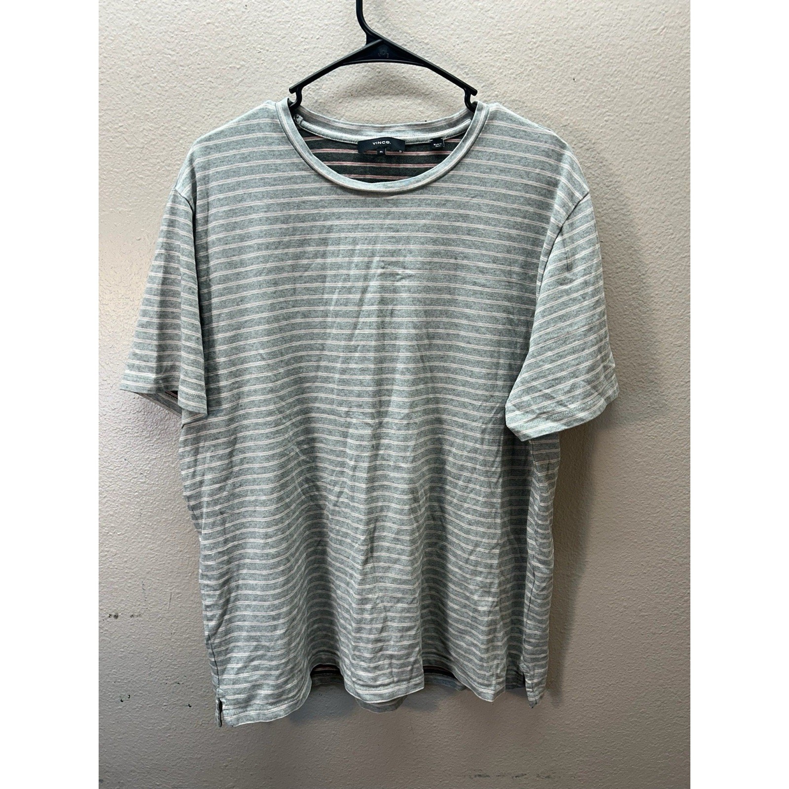 Vince Short Sleeve T-Shirt Men's Crewneck Tee XL Gray Striped Relaxed Basic gallery