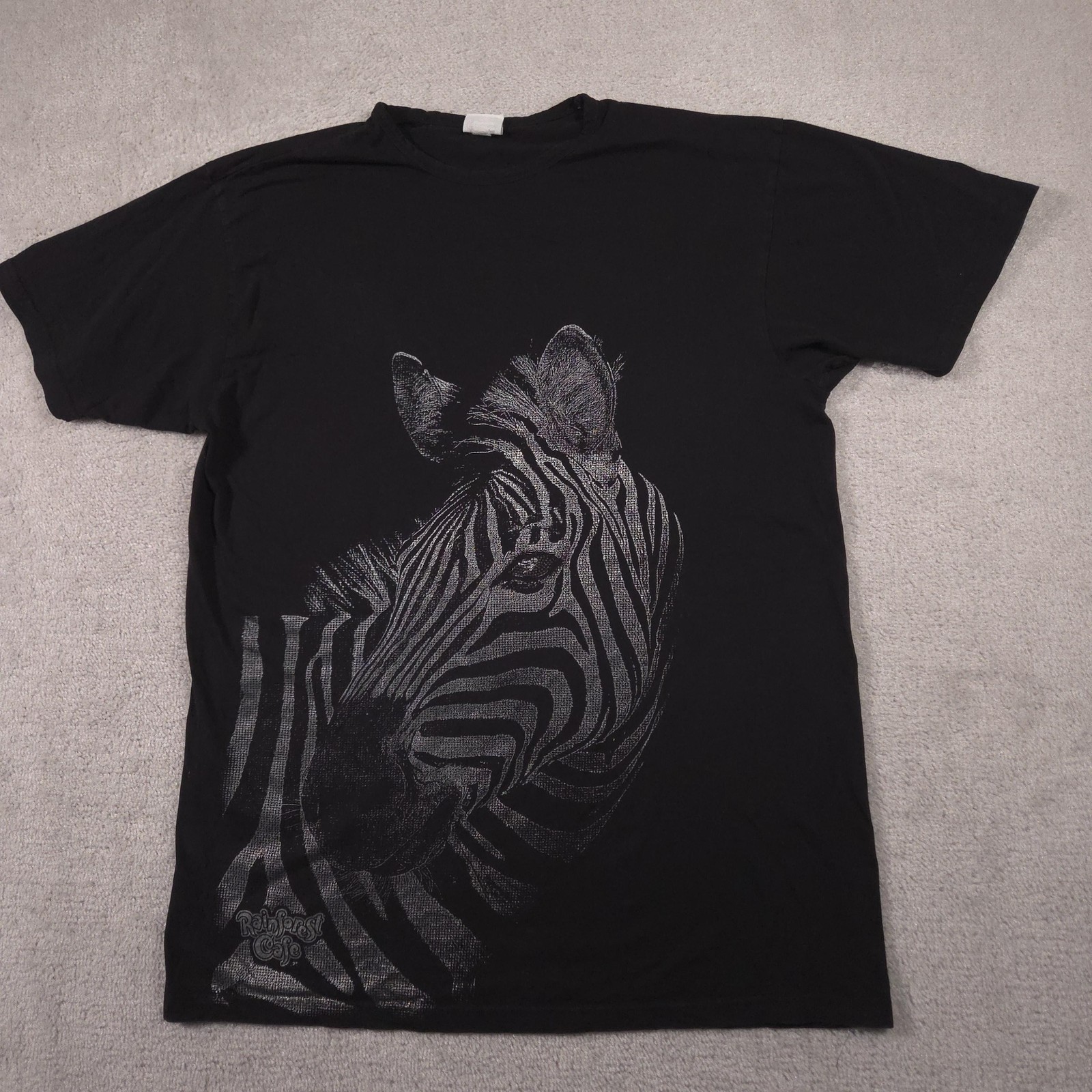 Rainforest Cafe Shirt Adult XL Black Zebra Rhinestone Graphic Tee Souvenir gallery