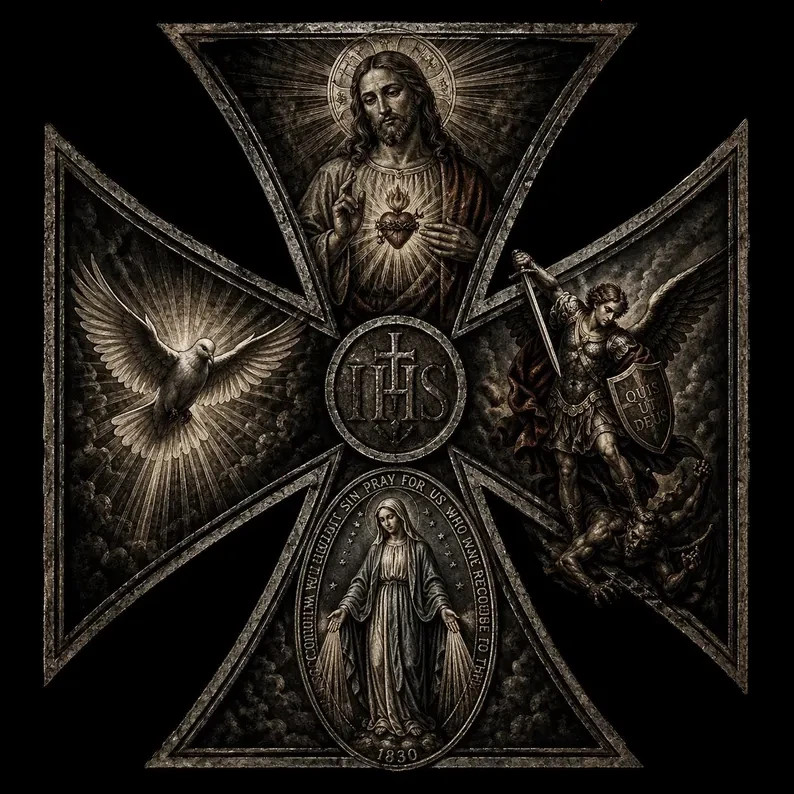 Men's Christian Warrior Cross Shirt, Saint Michael Faith Apparel shirt gallery