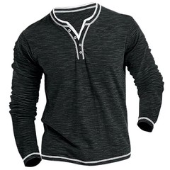 Premium Cotton V-Neck Henley Long Sleeve Men’s T-Shirt Comfort Fit Premium Gift