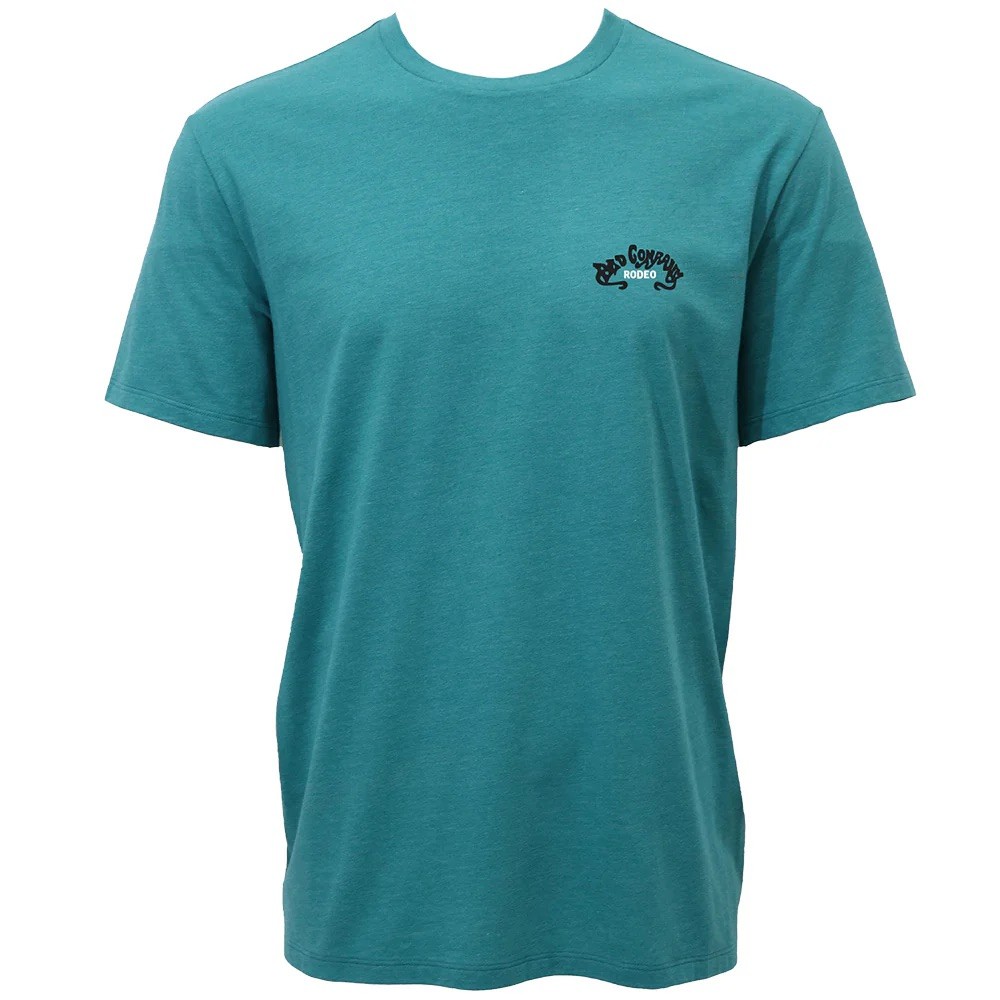 Hooey Mens Bad Company Rodeo T-Shirt- Teal with Black and White Skull Logo gallery