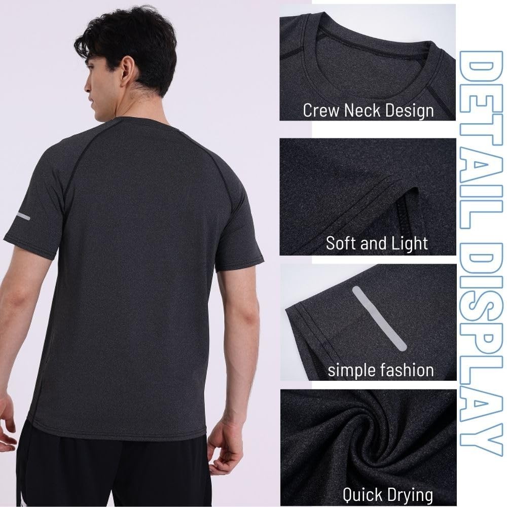 Men's T-Shirt, Short Sleeve, Crew Neck, for Gym, Workout, L... gallery