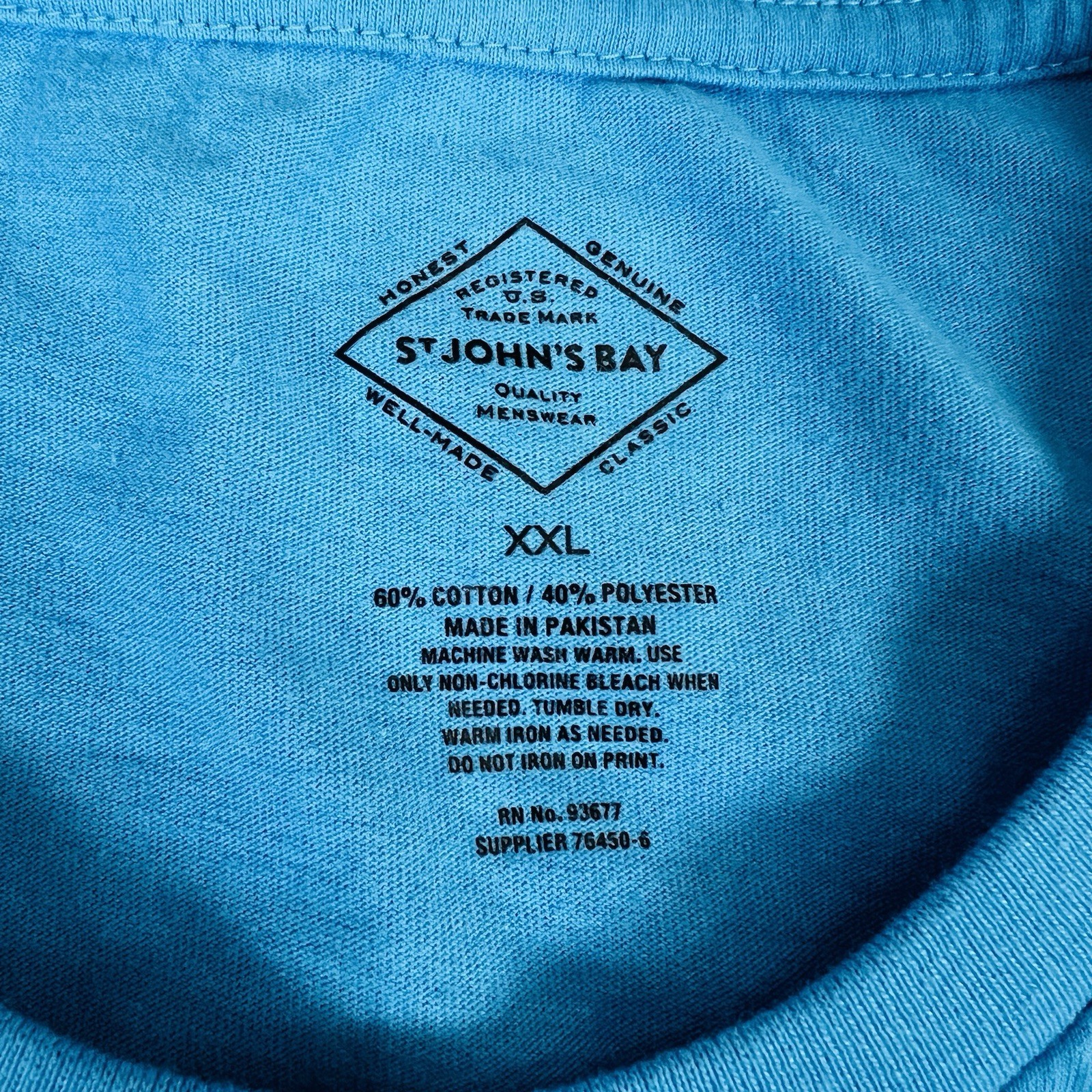 St Johns Bay Mens XXL T Shirt Blue Short Sleeve Crew Neck Pocket Stretch gallery