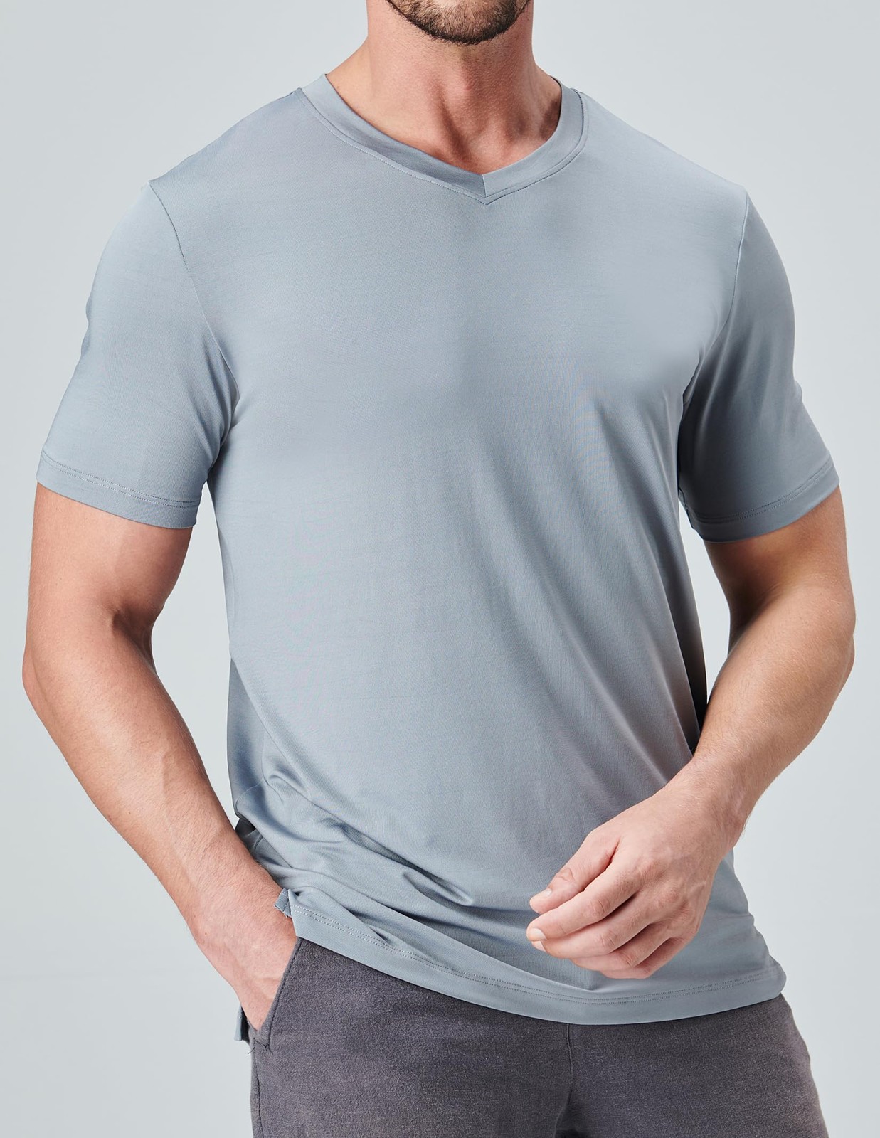 5 Pack Mens V-Neck Dry Fit Active T-Shirts, Athletic Short Sleeve Workout Top... gallery