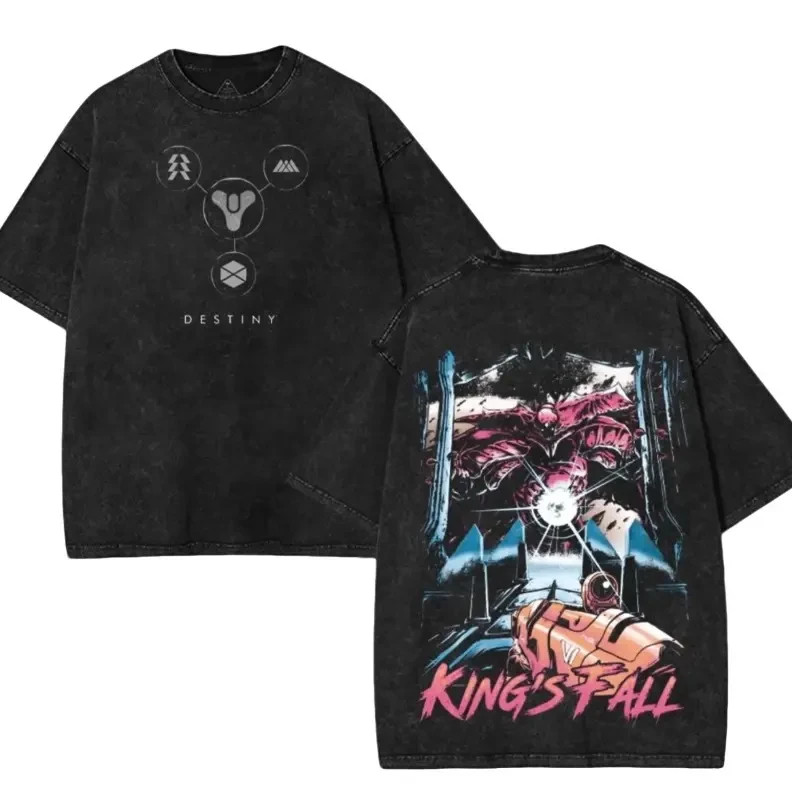 Destiny 2 King's Fall Oryx Double Sided Graphic Vintage Acid Wash T-Shirt Tee