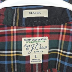 J. Crew Long Sleeve stretch Multicolor Classic Plaid Dress Shirt mens Large