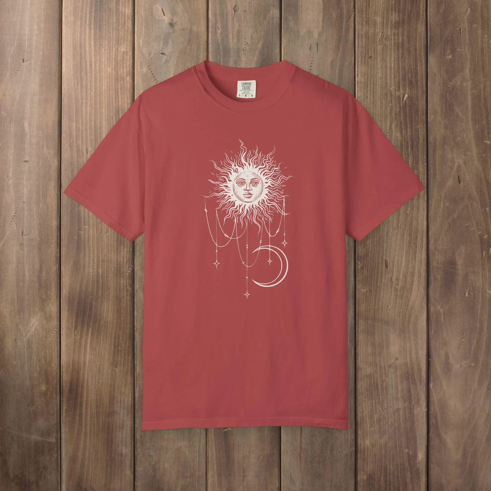 Widow's Bay Patricia's Shirt Celestial Sun Crescent Moon BOHO Comfort Colors Tee gallery
