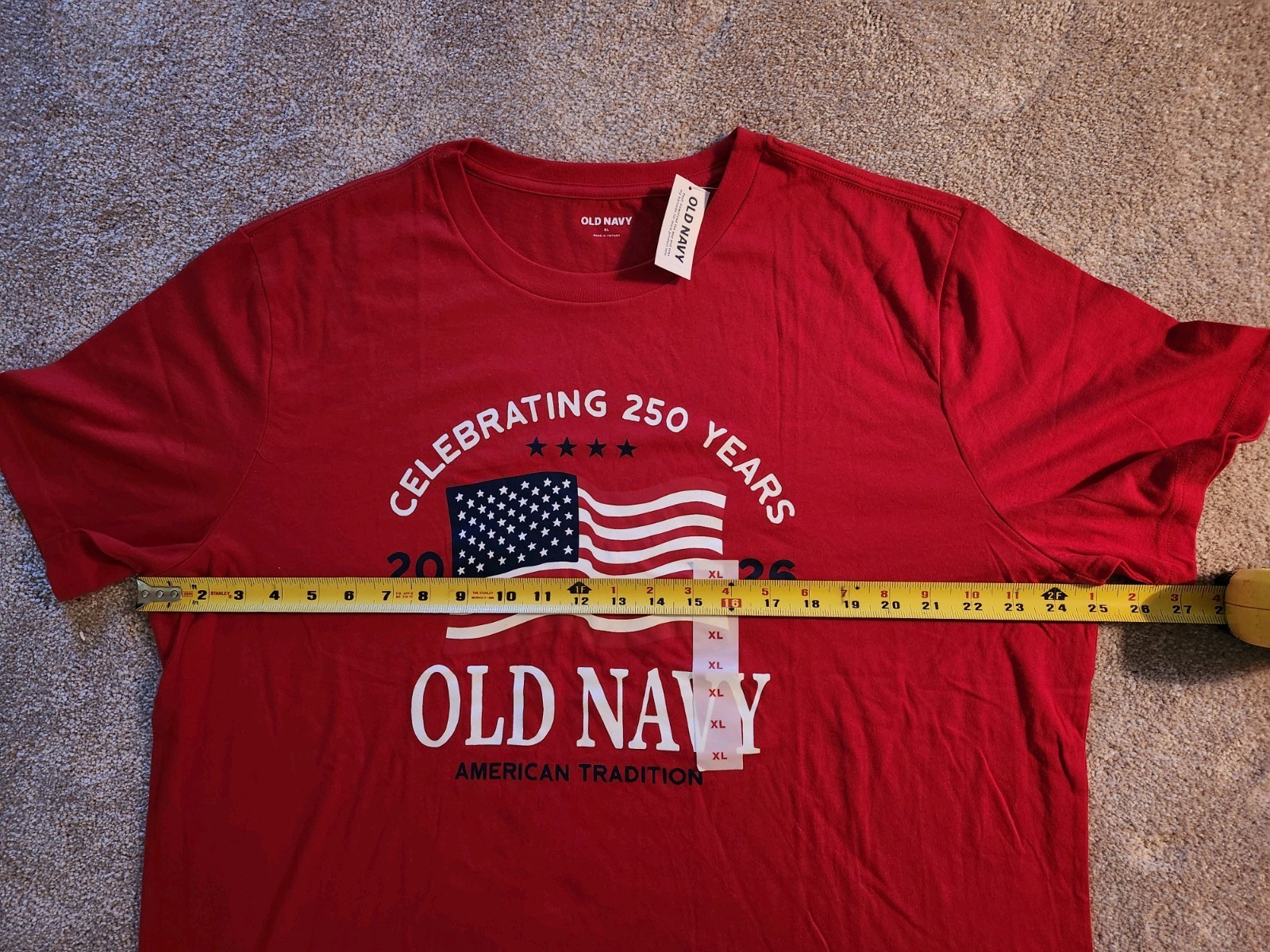 Old Navy Men's XL Red July 4th 2026 Flag T-shirt 250th Anniversary Short Sleeve gallery