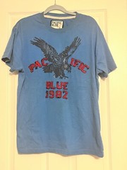 Vintage Pacific Blue 1982 Eagle T Shirt XL Appliqué Red Letters America Y2K