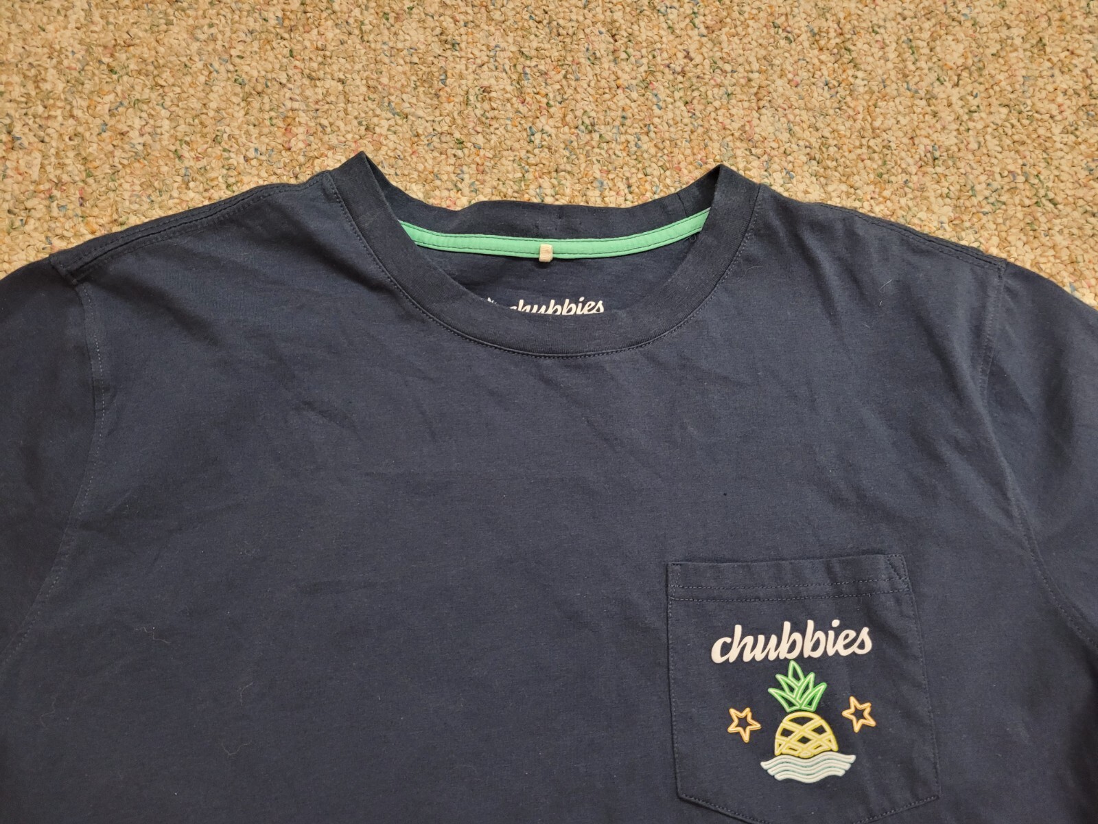 Chubbies Shirt Mens 2XL Blue Pocket Tee Logo Taco Weekend Neon Pineapple Casual gallery