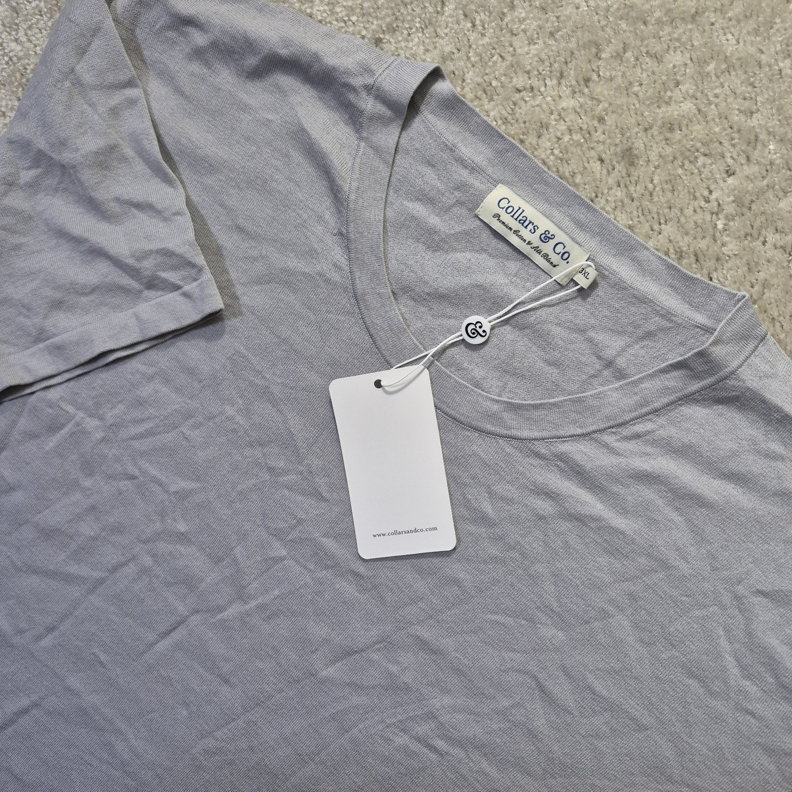 Collars & Co Cotton Silk T Shirt Mens 3XL Gray Comfort Knit Stretch Luxury Beach gallery