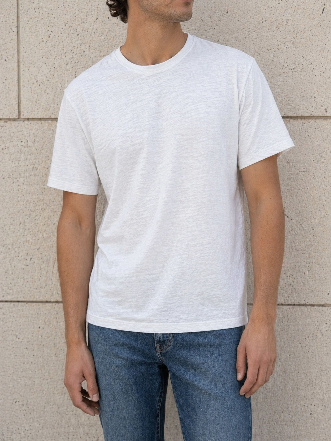 VINCE Shirt Mens Large White Heather Crew Neck Pima Cotton Short Sleeve Minimal gallery