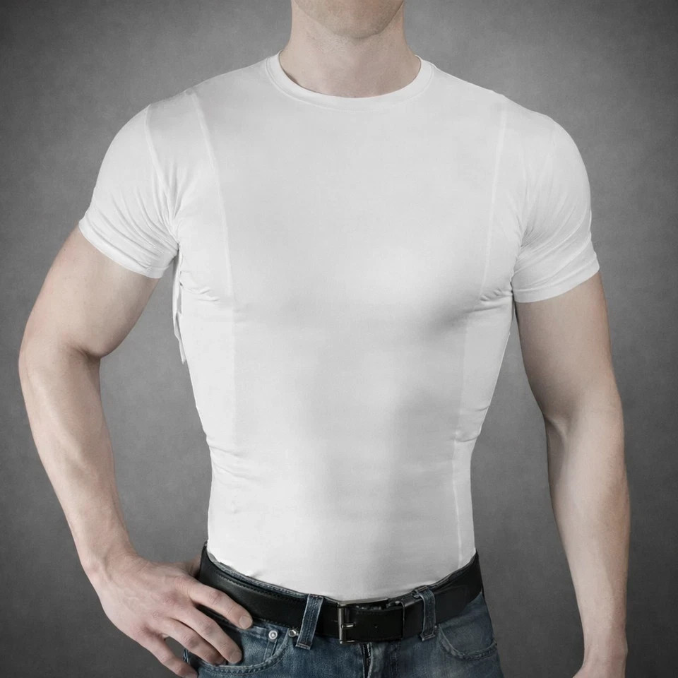 Men Tactical Concealed Carry Shirt Short Sleeve Hidden Holster Pockets gallery