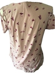 Pink Rose Floral Cold Shoulder Top Size S Lattice Sleeve Pink Mauve Small Boho