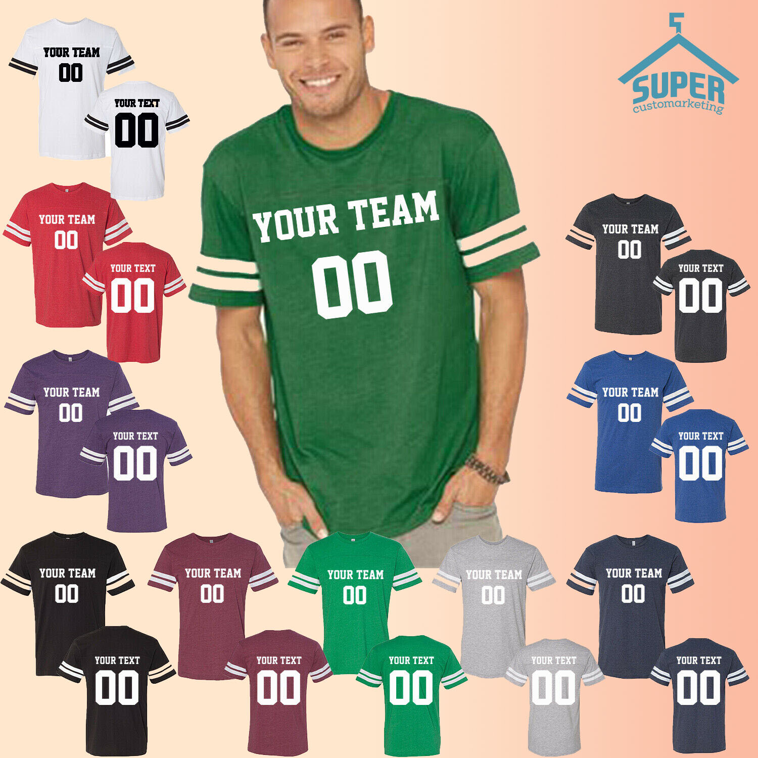 Customized Shirt Personalized Football Jersey Name Number Your Own Team COTTON