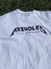 A Live Forever Graphic Logo White Men’s L Short Sleeve Cotton T-Shirt