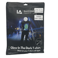 Illuminated Apparel (IA) Black/Green Glow in the Dark T Shirt Youth 12-14 Years