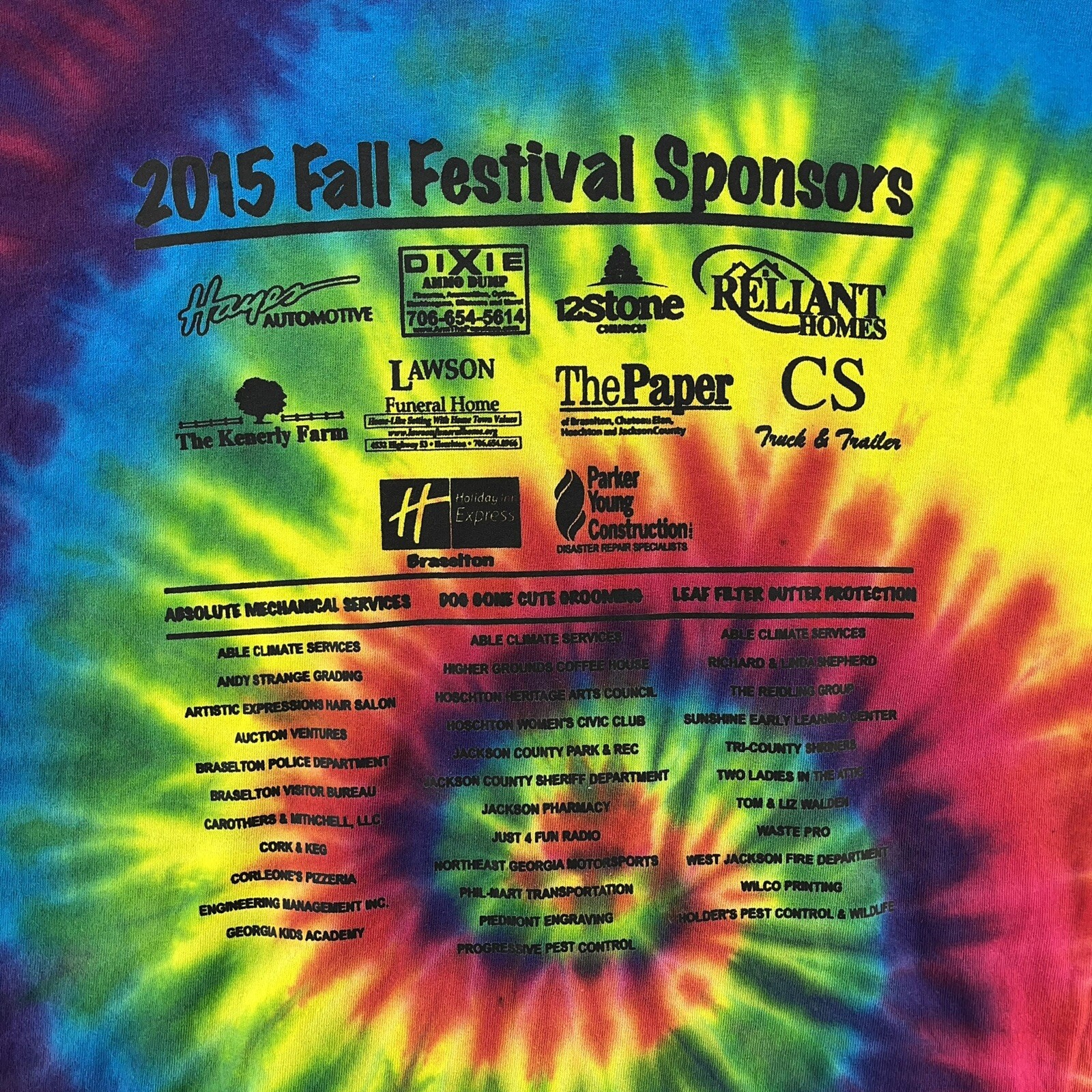 Hoschton Fall Festival Shirt Mens Large Multicolor Tie-Dye Hippy Hipster Retro gallery