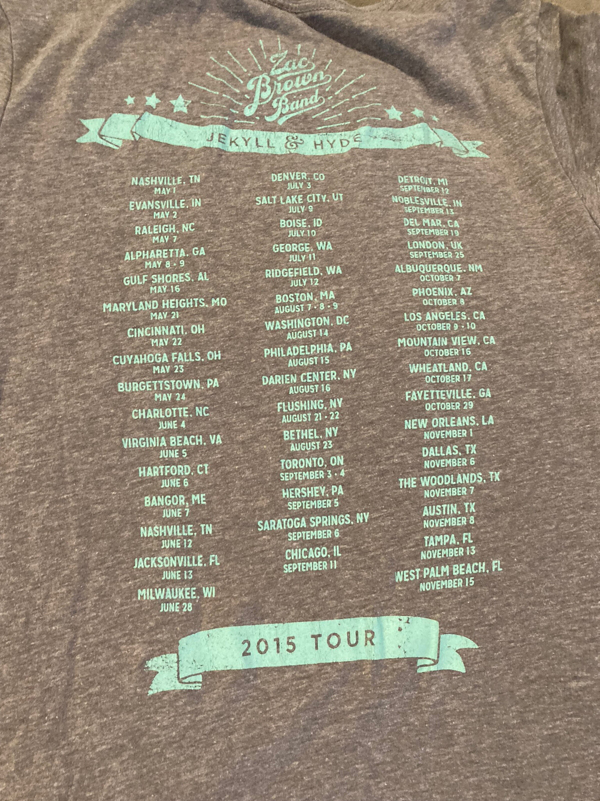 Womens - Zac Brown Band Concert T Shirt - Jekyll & Hyde Tour - Medium gallery