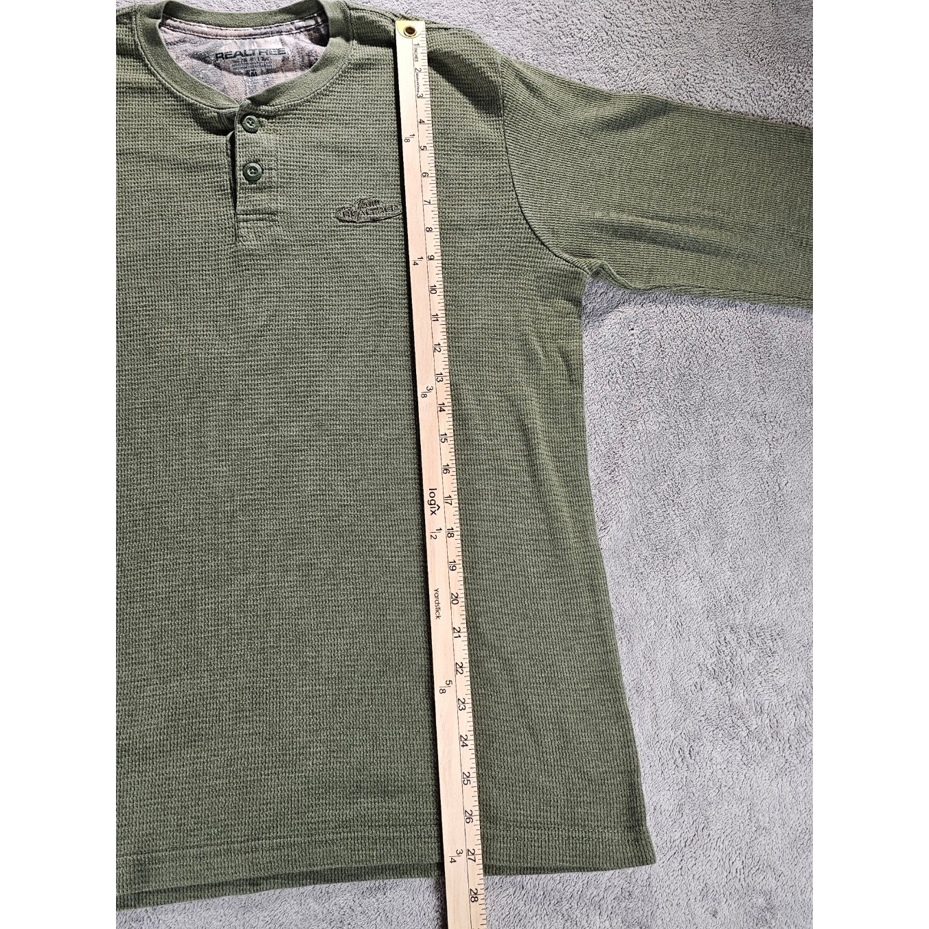 Realtree Mens Waffle Knit Thermal Henley Shirt Olive Green Long Sleeve Medium gallery