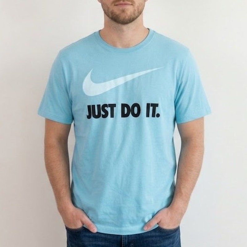 The Nike Tee Just Do It Swoosh Logo T-Shirt Short Sleeve Tee Blue Mens Size XL gallery