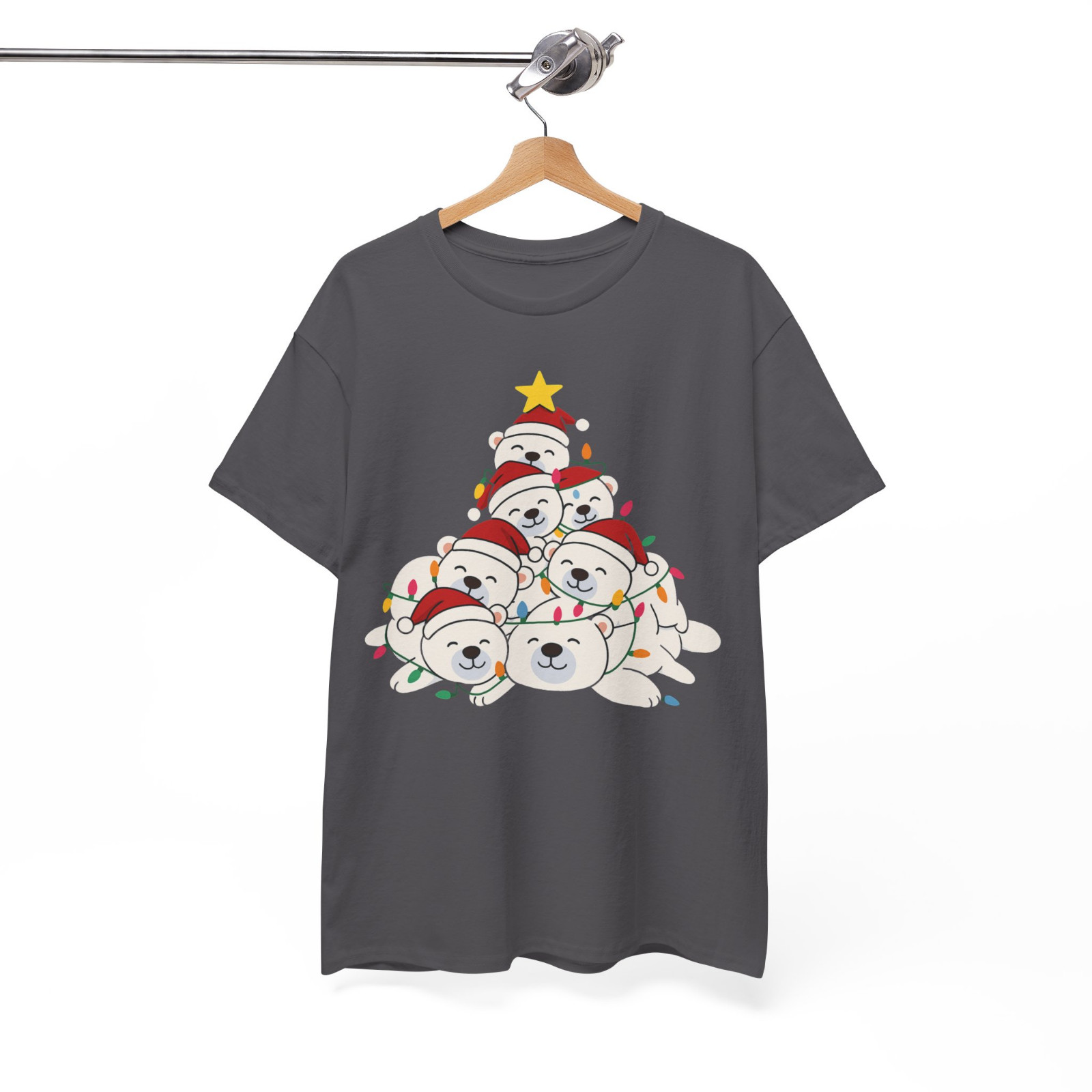 Funny Polar Bear Christmas Tree Cute Holiday Animal T-Shirt gallery