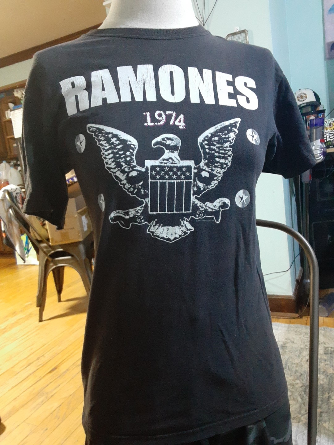 Ramones 1-2-3-4 Eagle Logo T Shirt Mens Small Black Punk Rock Band Tee