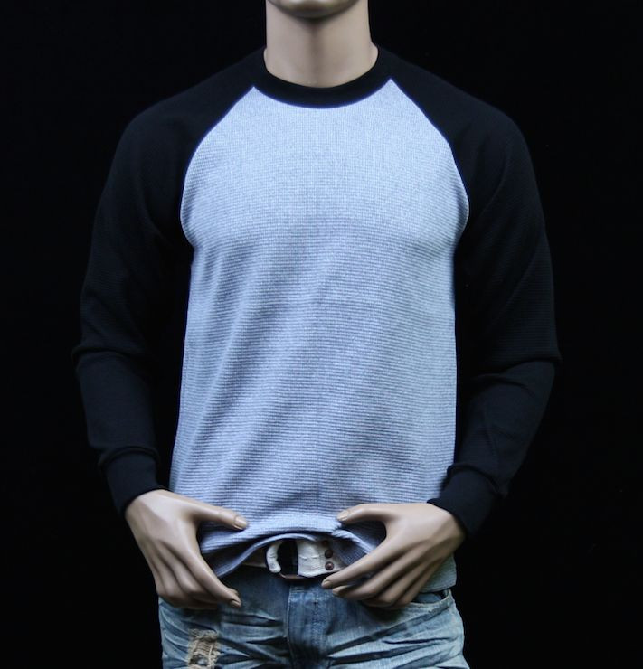 Mens Baseball Raglan Long Sleeve Crew Neck Heavy Weight Thermal Sweatshirts Gift