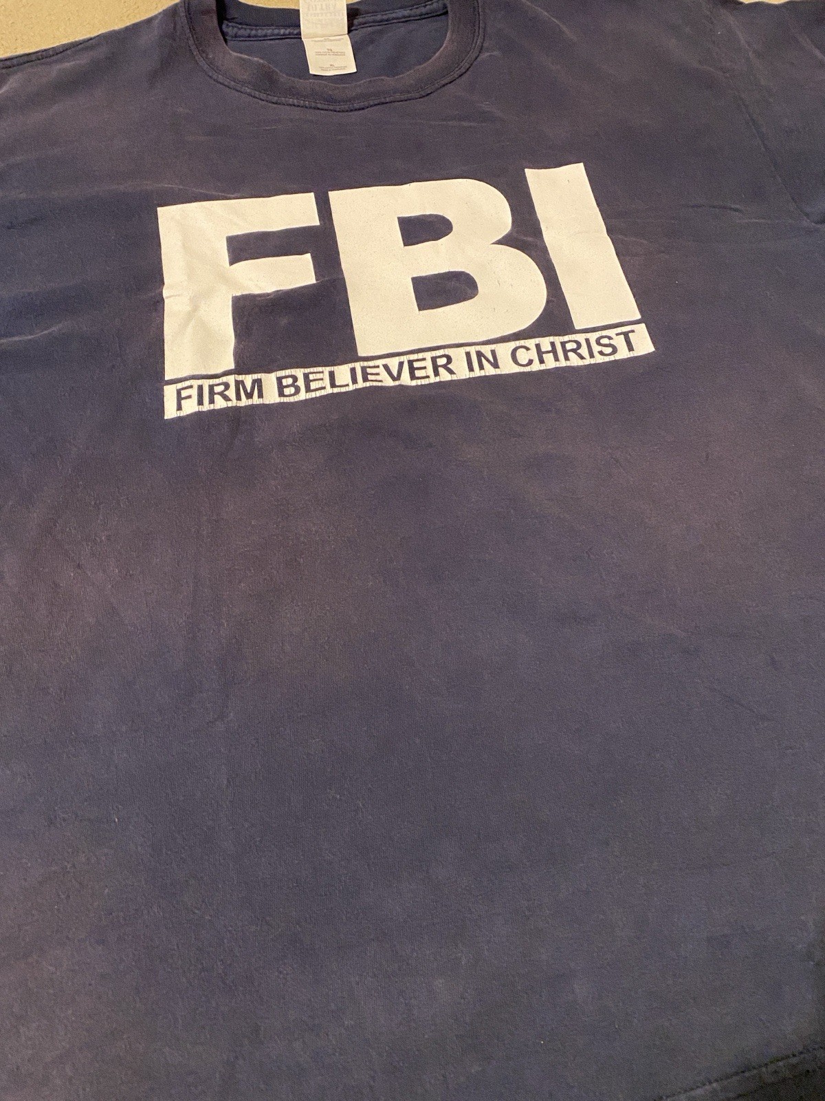 Vintage FBI Firm Believer In Christ Faded Black Tshirt Y2k Christian Faded gallery