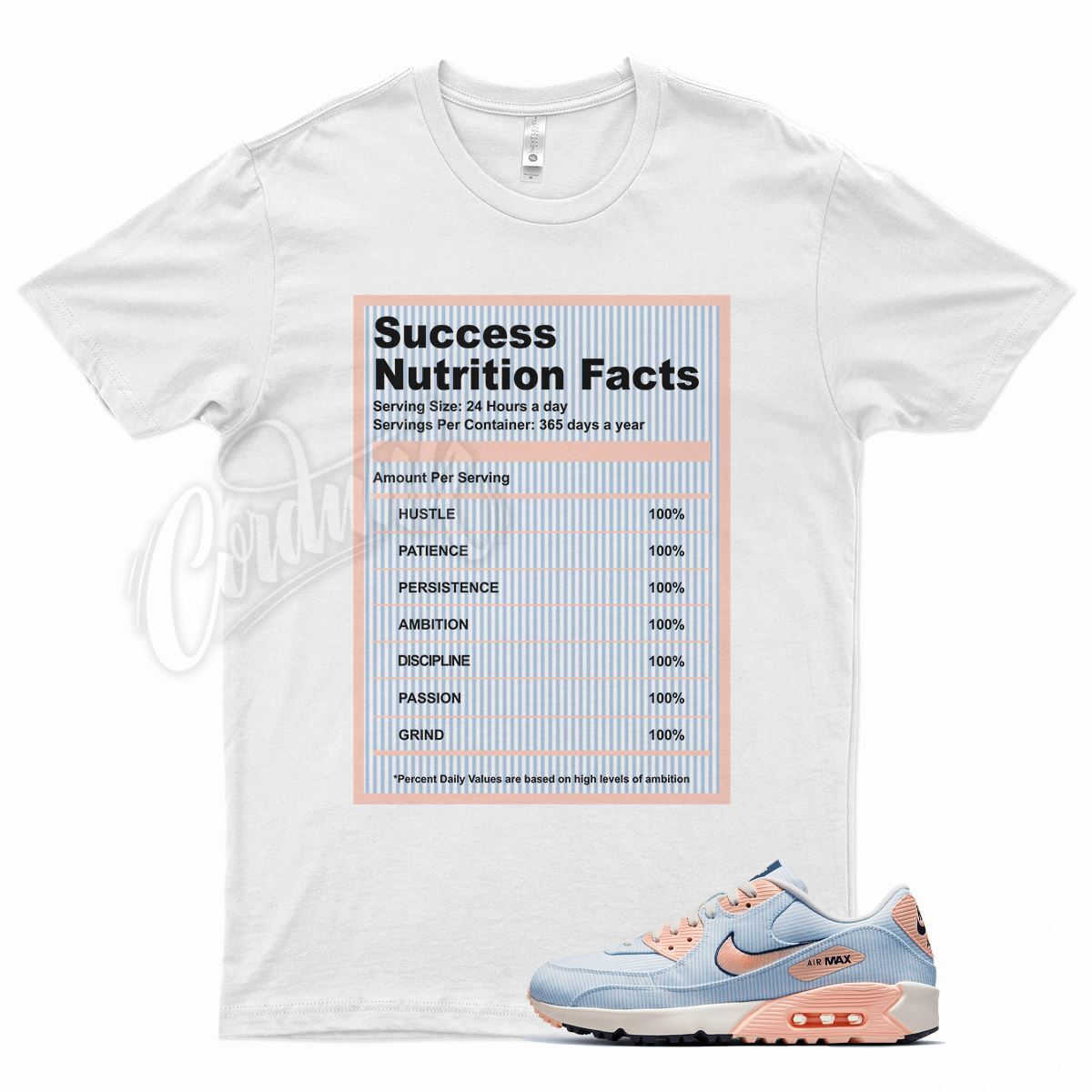 White SUCCESS T Shirt for N Air Max 90 Golf NRG Hydrogen Blue Crimson Tint gallery