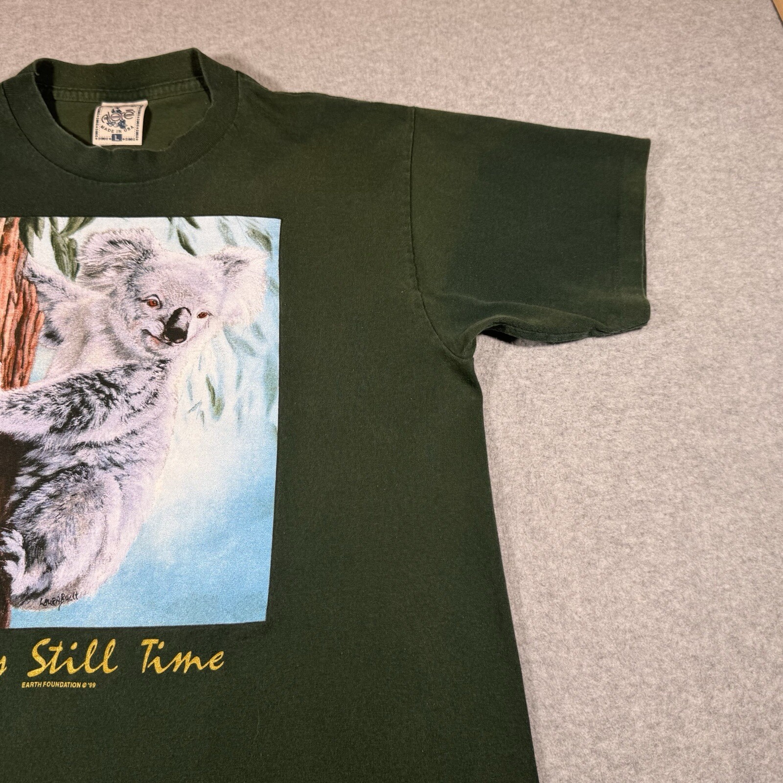 Vintage Koala Bear Shirt Adult Large Green Faded Single Stitch Forest Nature Men gallery