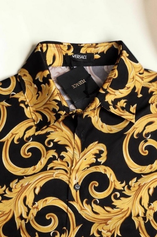 NWT Versace Informal Shirt Twill Poly Baroque Black & Gold 60IT 5XL Retail $1750 gallery