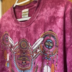 VTG Native American Dreamcatcher Tee Ragtops Tie Dye Feathers Aztec Large USA