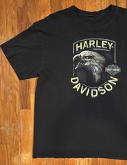 Harley Davidson Eagle Wolf Native American Graphic T Shirt Black Bear VA L