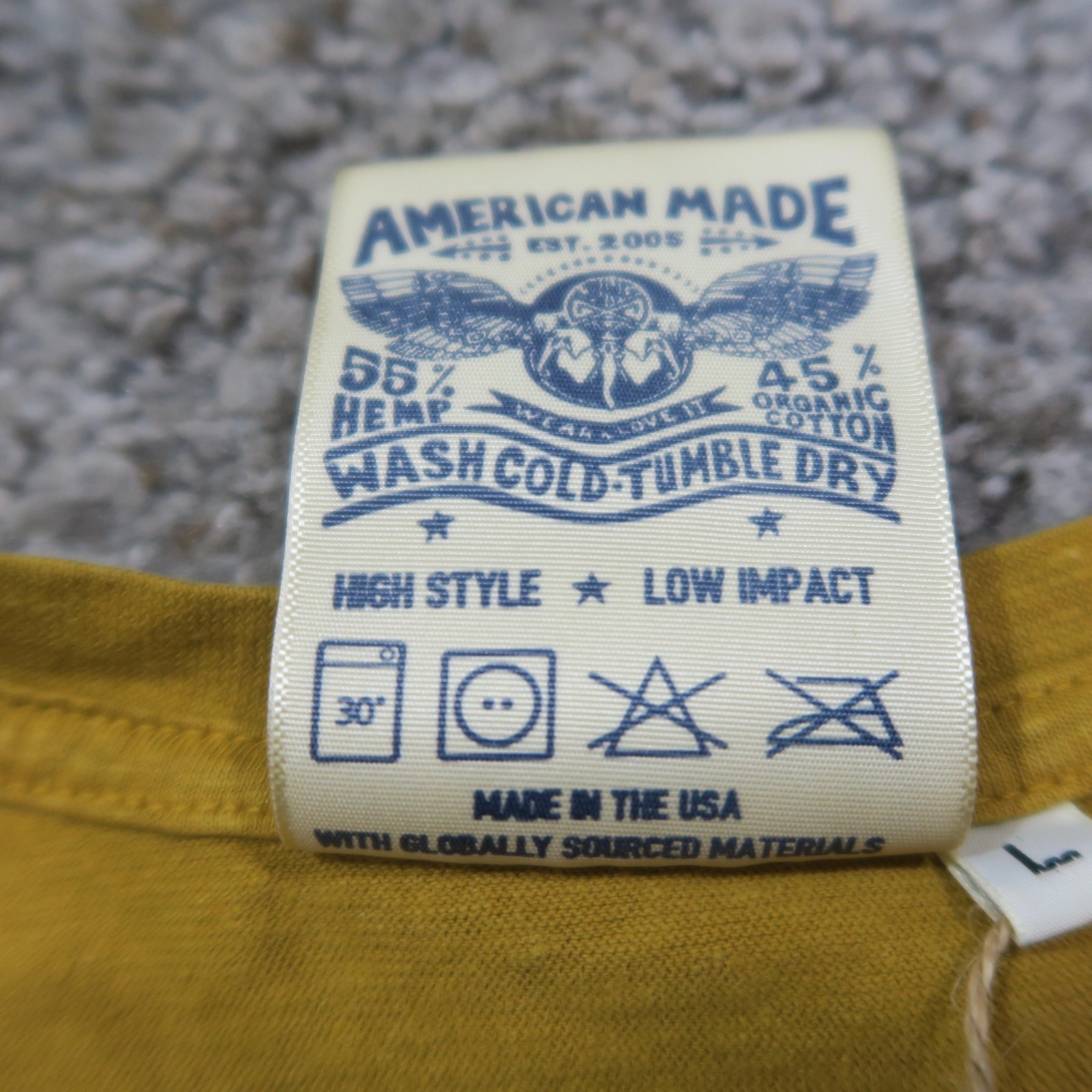 NWT Jungmaven Shirt Mens Large Yellow Hemp Organic Cotton Blend Tee USA Crewneck gallery