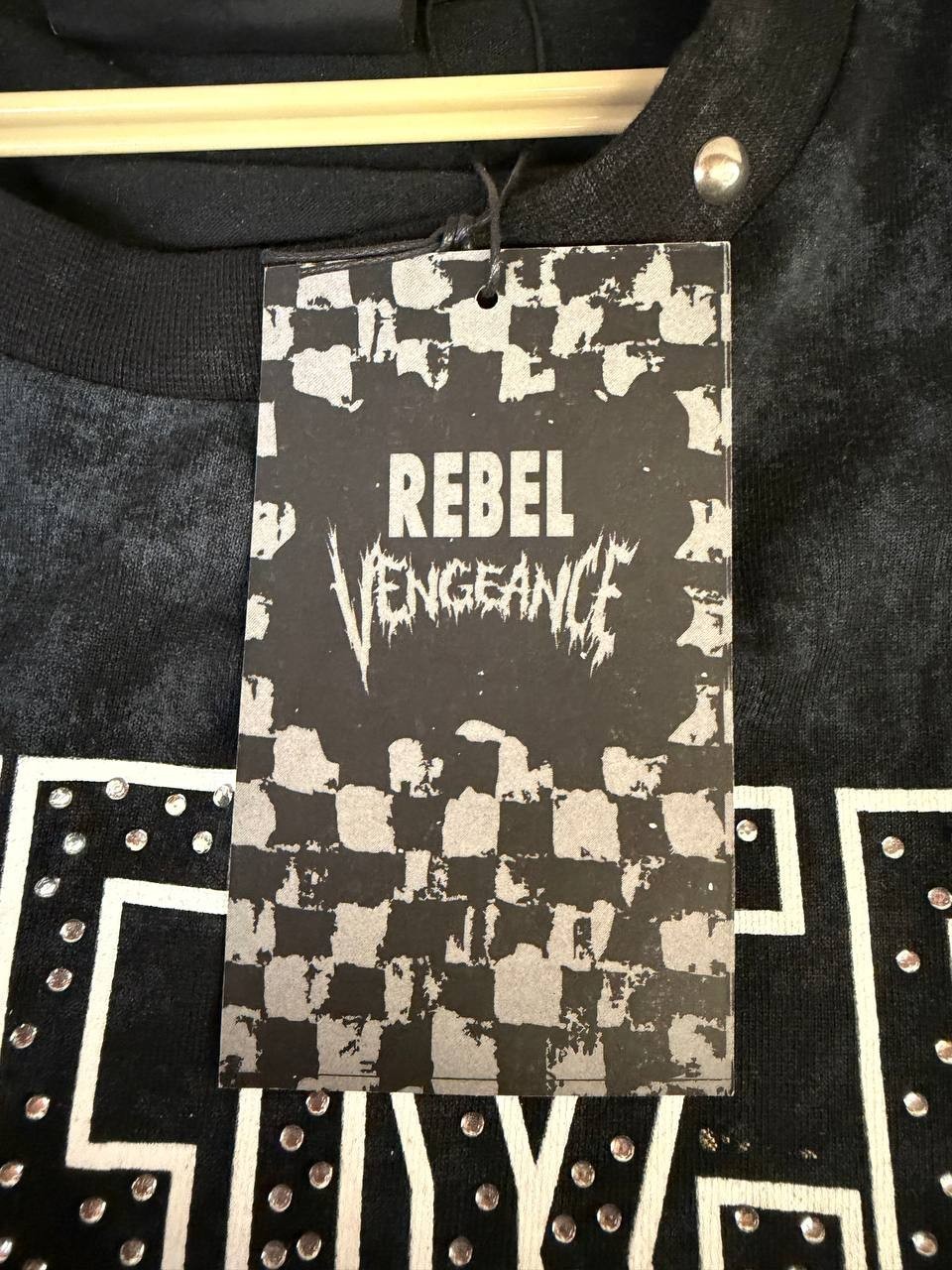 🔥 2024 Rebel Vengeance Eye Cross Studded Tee Black Acid Wash 3XL NWT gallery